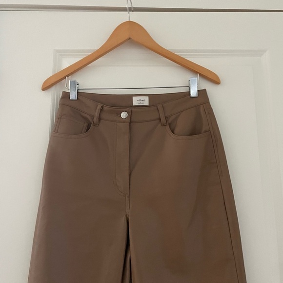 Aritzia Wilfred The Melina Pant High Waisted Vegan Leather Pants Constant Camel - Picture 13 of 13